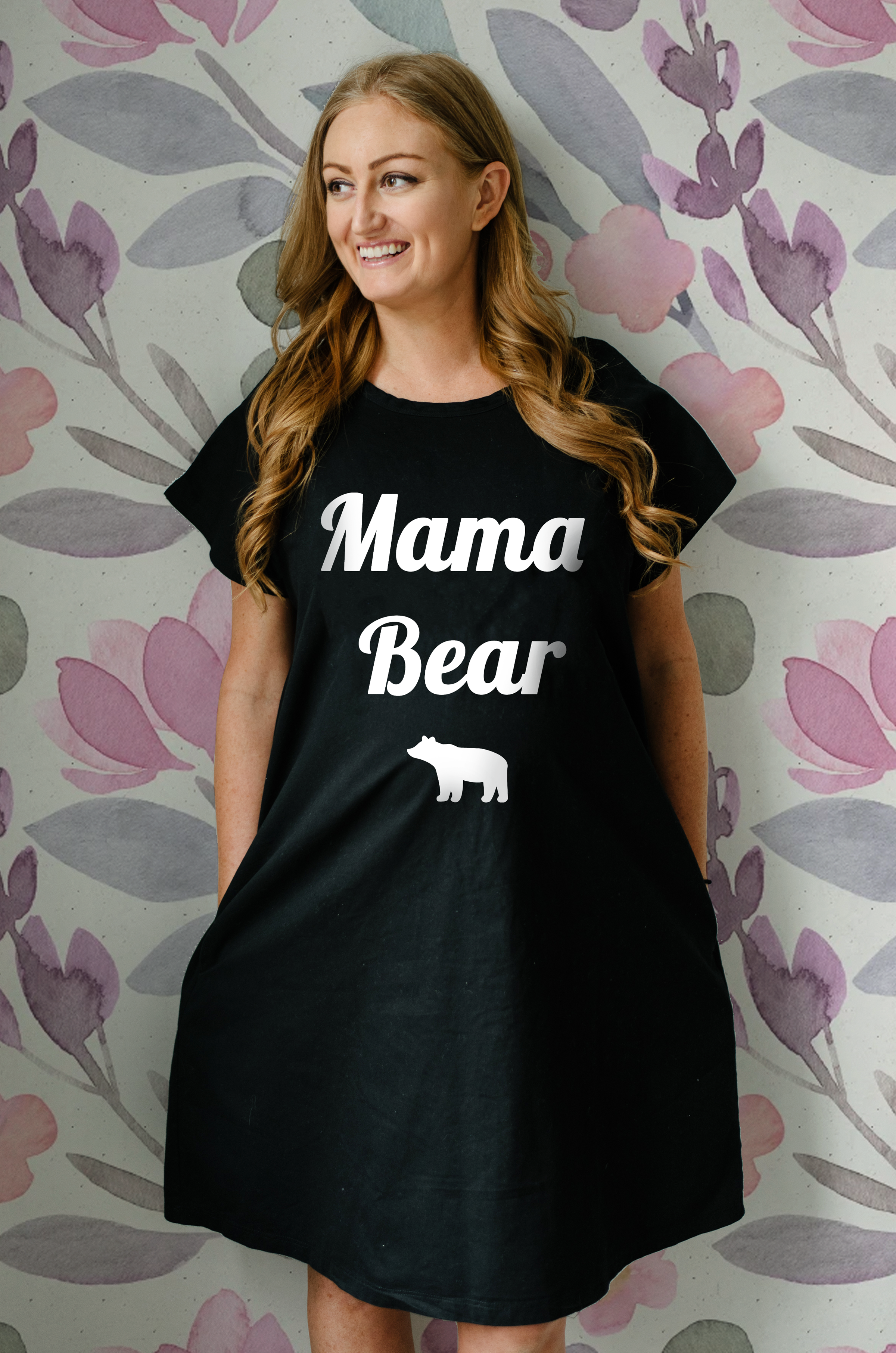 Mama Bear (Black) - Maternity Hospital Gown – Giftgowns